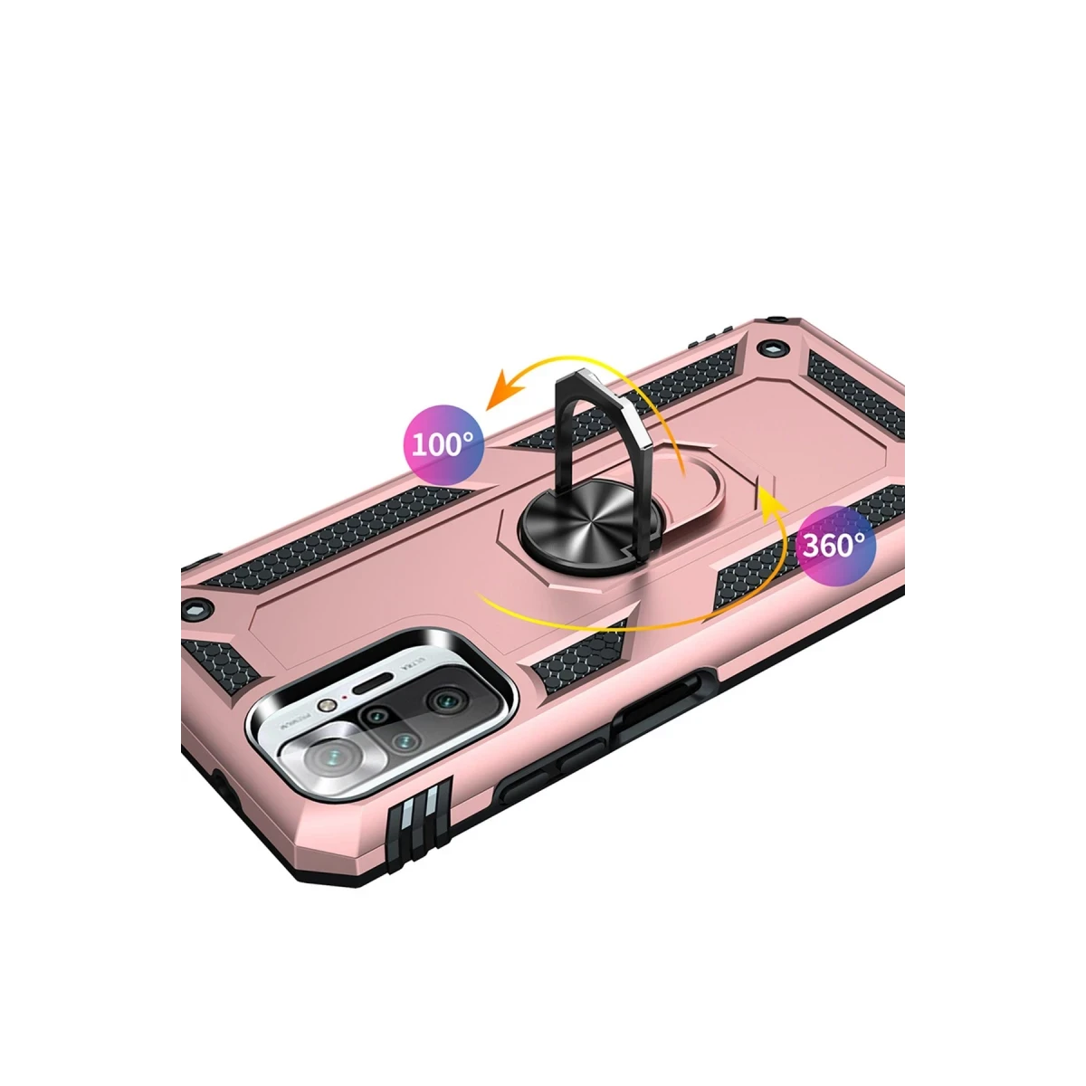 Xiaomi Redmi Note 10 Pro Kılıf Sofya Yüzüklü Silikon Kapak - Rose