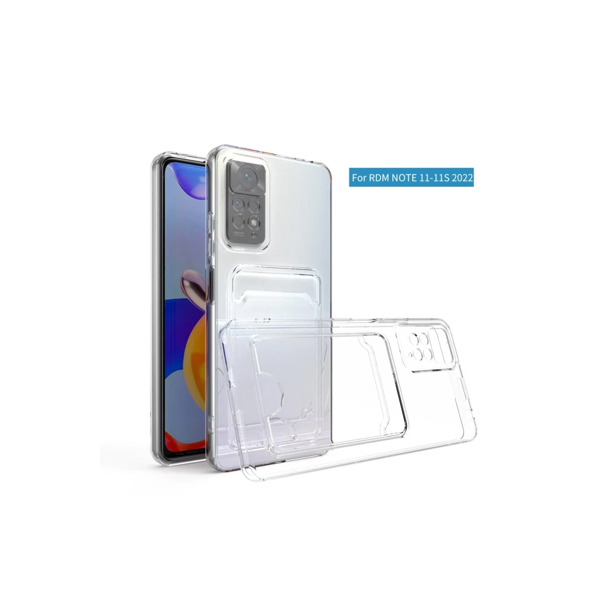 Xiaomi Redmi Note 11 Kılıf Kart Şeffaf Silikon - Şeffaf
