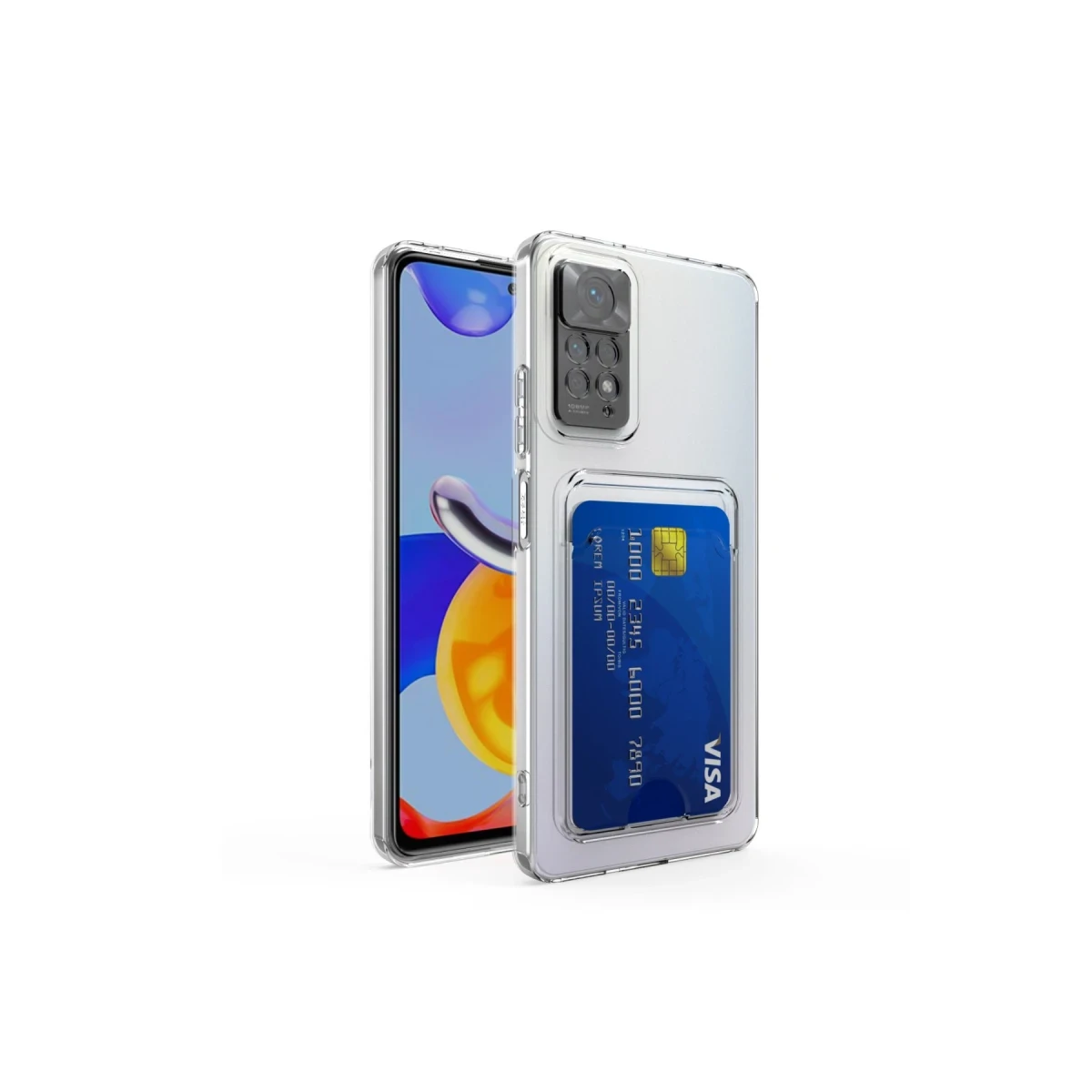 Xiaomi Redmi Note 11 Kılıf Kart Şeffaf Silikon - Şeffaf