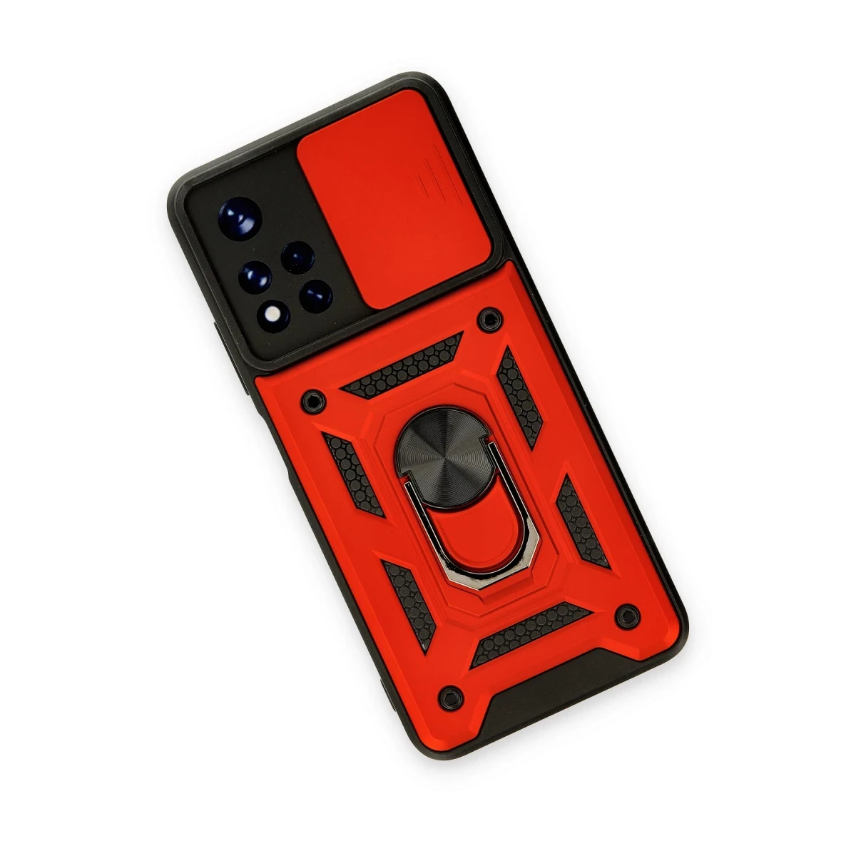 Xiaomi Redmi Note 11T Kılıf Pars Lens Yüzüklü Silikon - Kırmızı