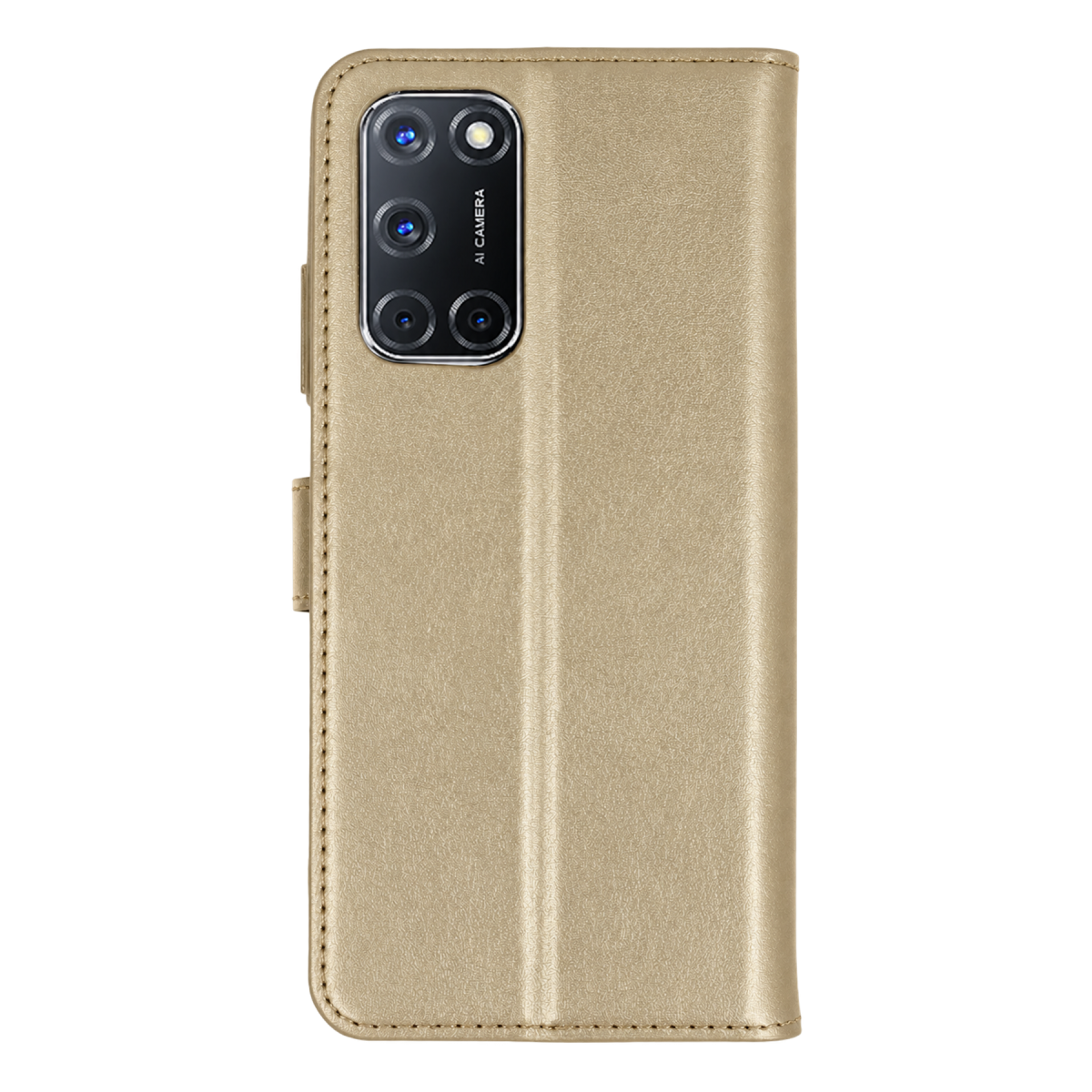 Oppo A52 Trend S Plus Kapaklı Kılıf - Gold