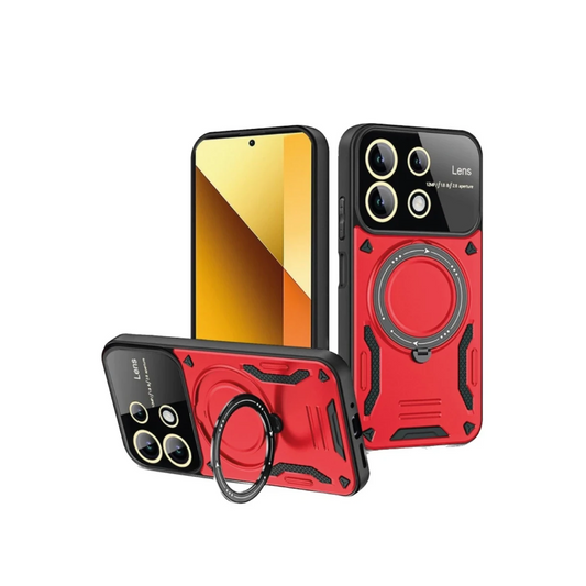 Xiaomi Redmi Note 13 4G Kılıf Joy Lens Standlı Kapak - Kırmızı