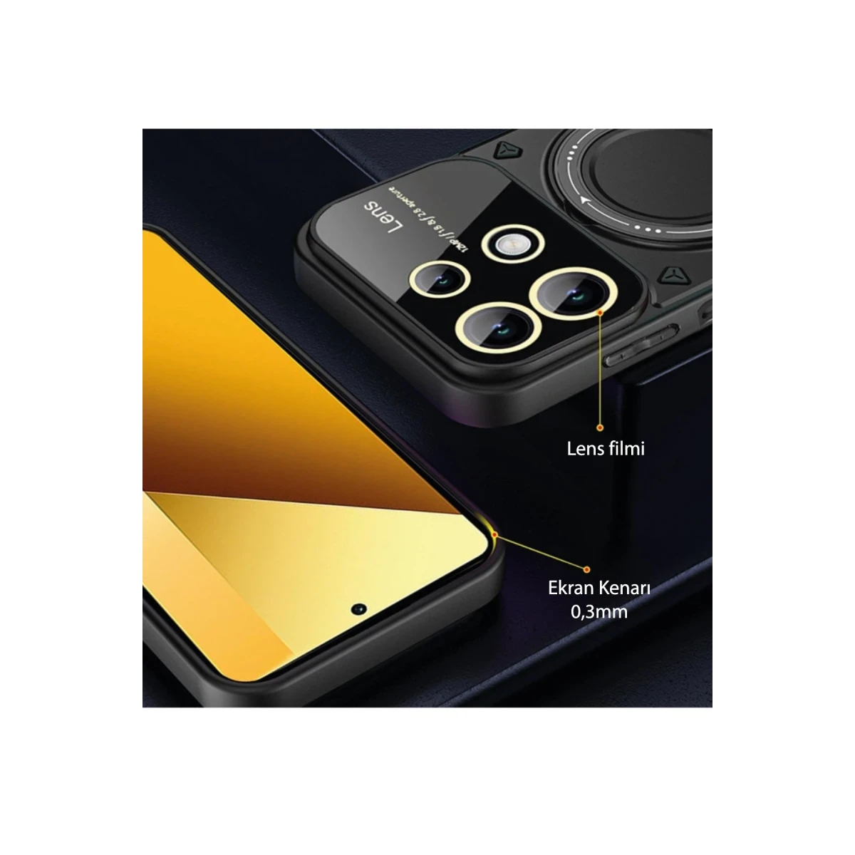 Xiaomi Redmi Note 13 4G Kılıf Joy Lens Standlı Kapak - Mor