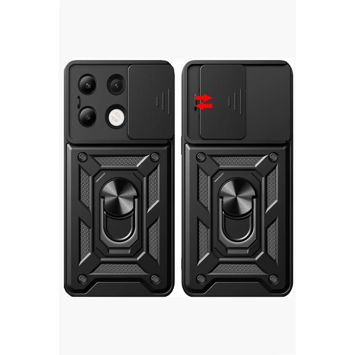 Xiaomi Redmi Note 13 4G Kılıf Pars Lens Yüzüklü Silikon - Kırmızı