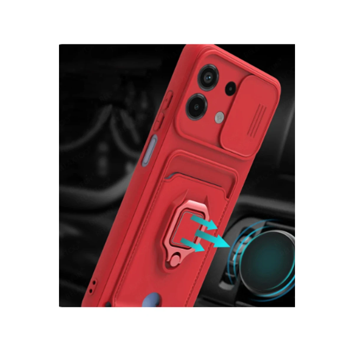Xiaomi Redmi Note 13 4G Kılıf Zuma Kartvizitli Yüzüklü Silikon - Pembe