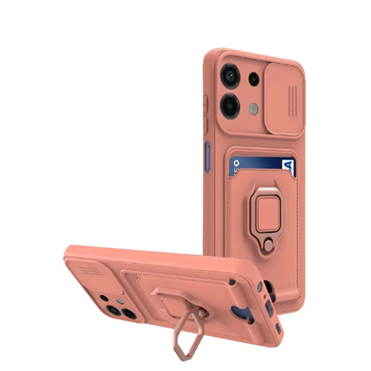 Xiaomi Redmi Note 13 4G Kılıf Zuma Kartvizitli Yüzüklü Silikon - Pembe