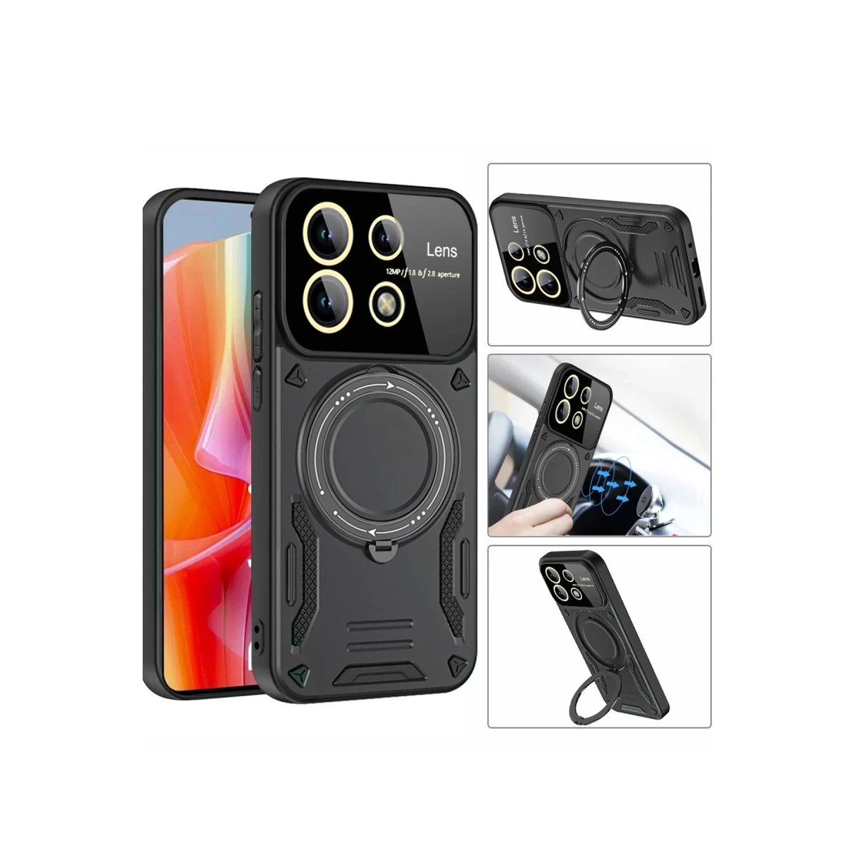 Xiaomi Redmi Note 13 Pro 4G Kılıf Joy Lens Standlı Kapak - Mor