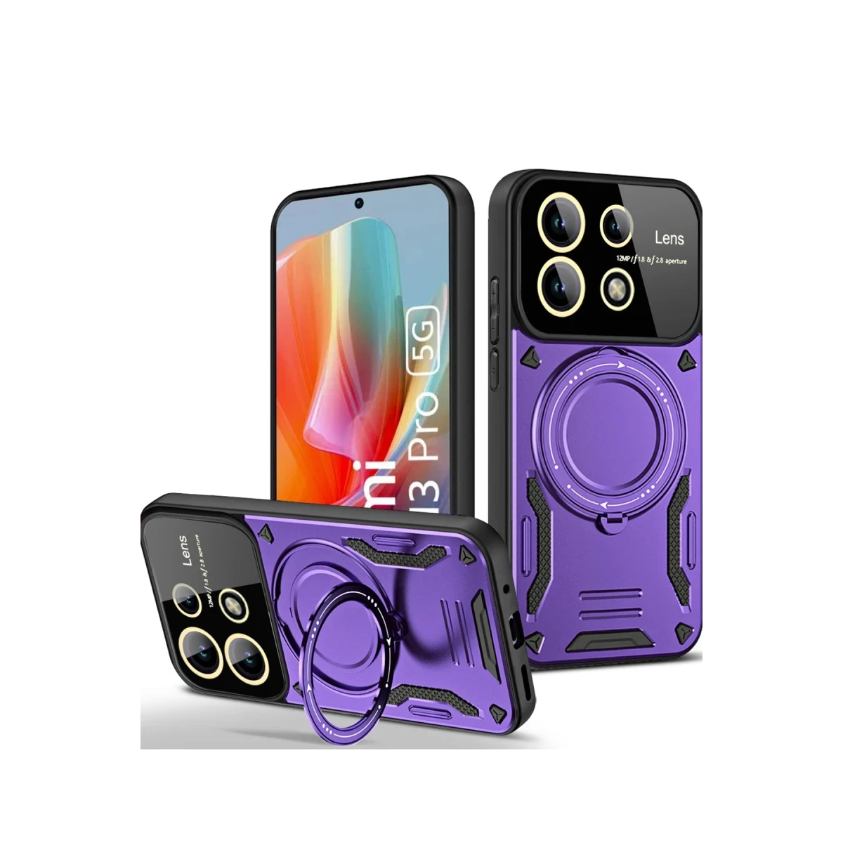 Xiaomi Redmi Note 13 Pro 5G Kılıf Joy Lens Standlı Kapak - Mor