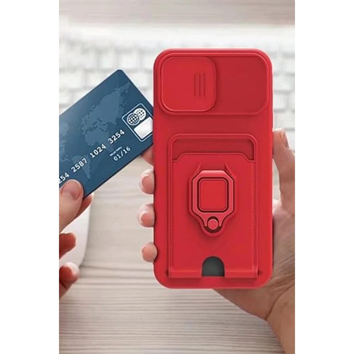 Xiaomi Redmi Note 13 Pro 5G Kılıf Zuma Kartvizitli Yüzüklü Silikon - Pembe