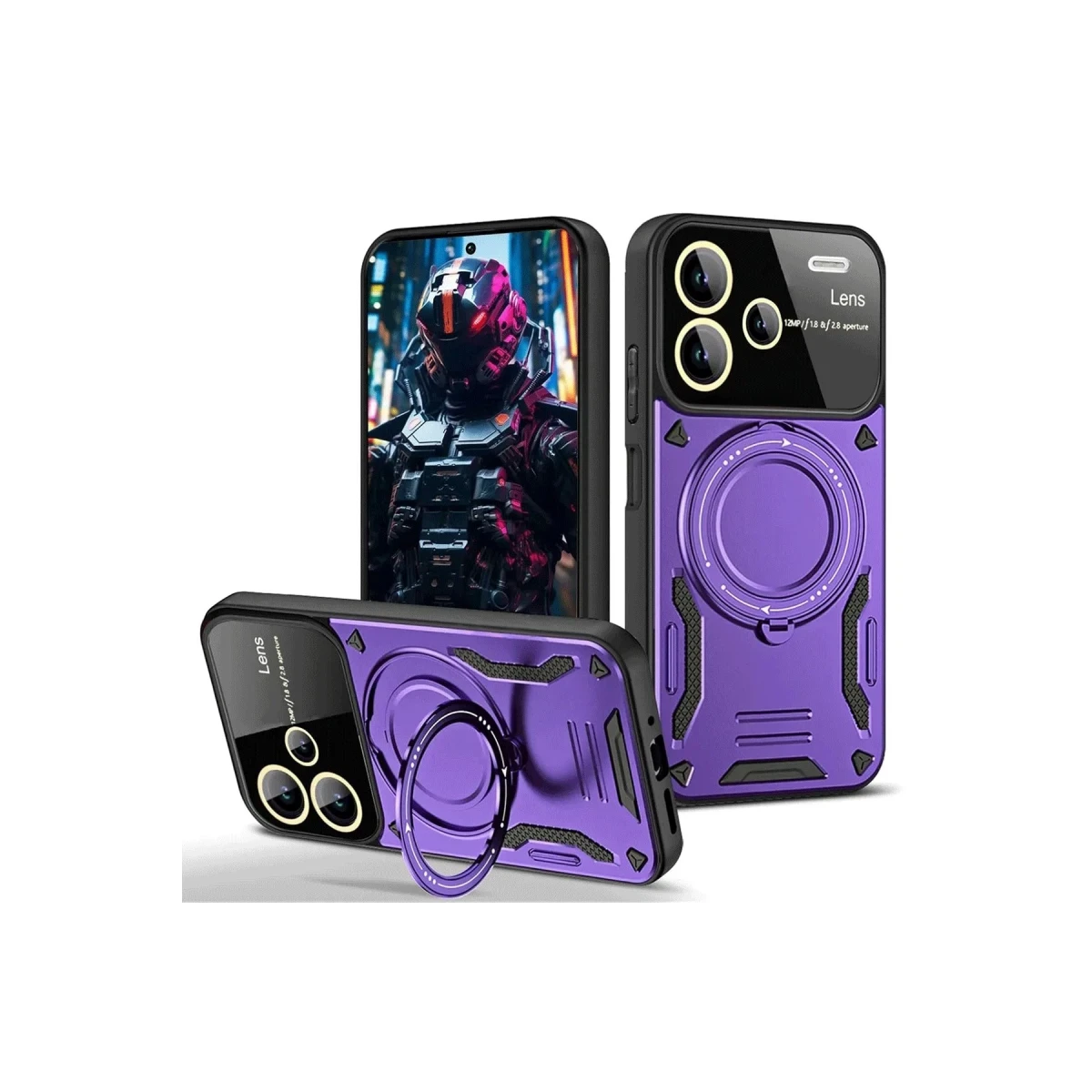 Xiaomi Redmi Note 13 Pro Plus Joy Lens Standlı Kapak - Mor