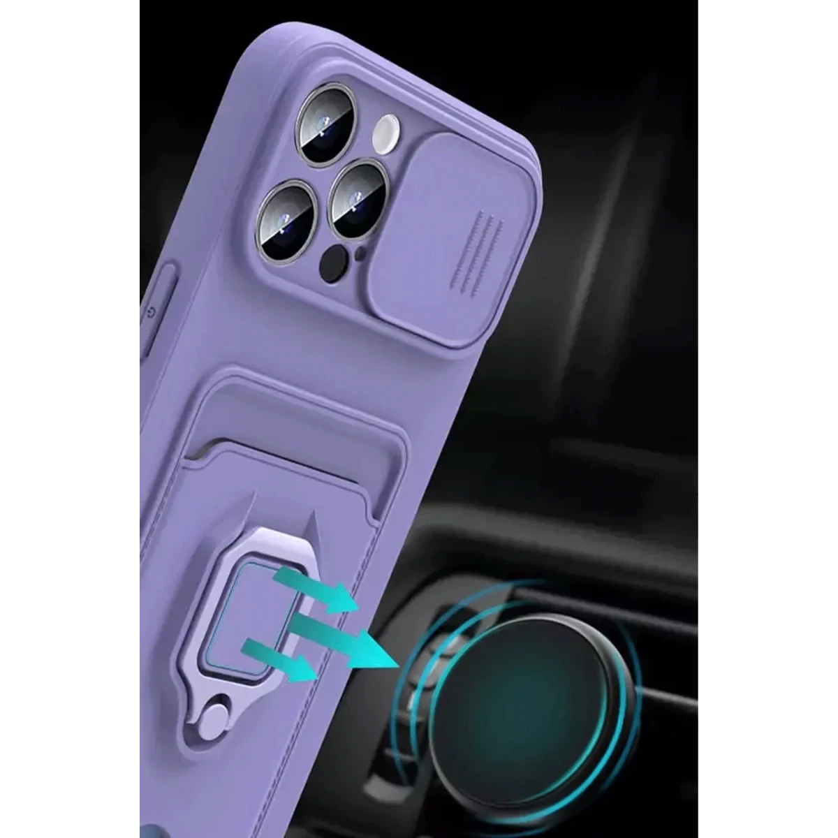 Xiaomi Redmi Note 13 Pro Plus Kılıf Zuma Kartvizitli Yüzüklü Silikon - Lila