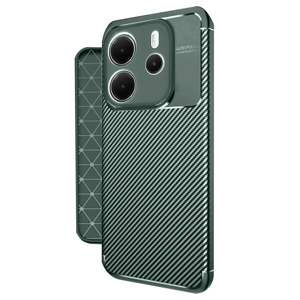 Xiaomi Redmi Note 14 4G Kılıf Auto Focus Karbon Kapak - Koyu Yeşil