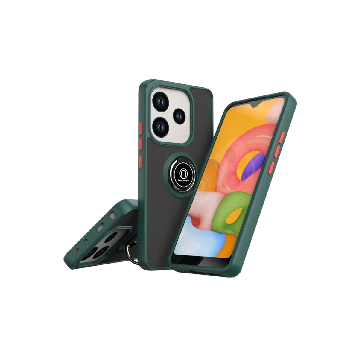 Xiaomi Redmi Note 14 4G Montreal Yüzüklü Silikon Kapak - Yeşil