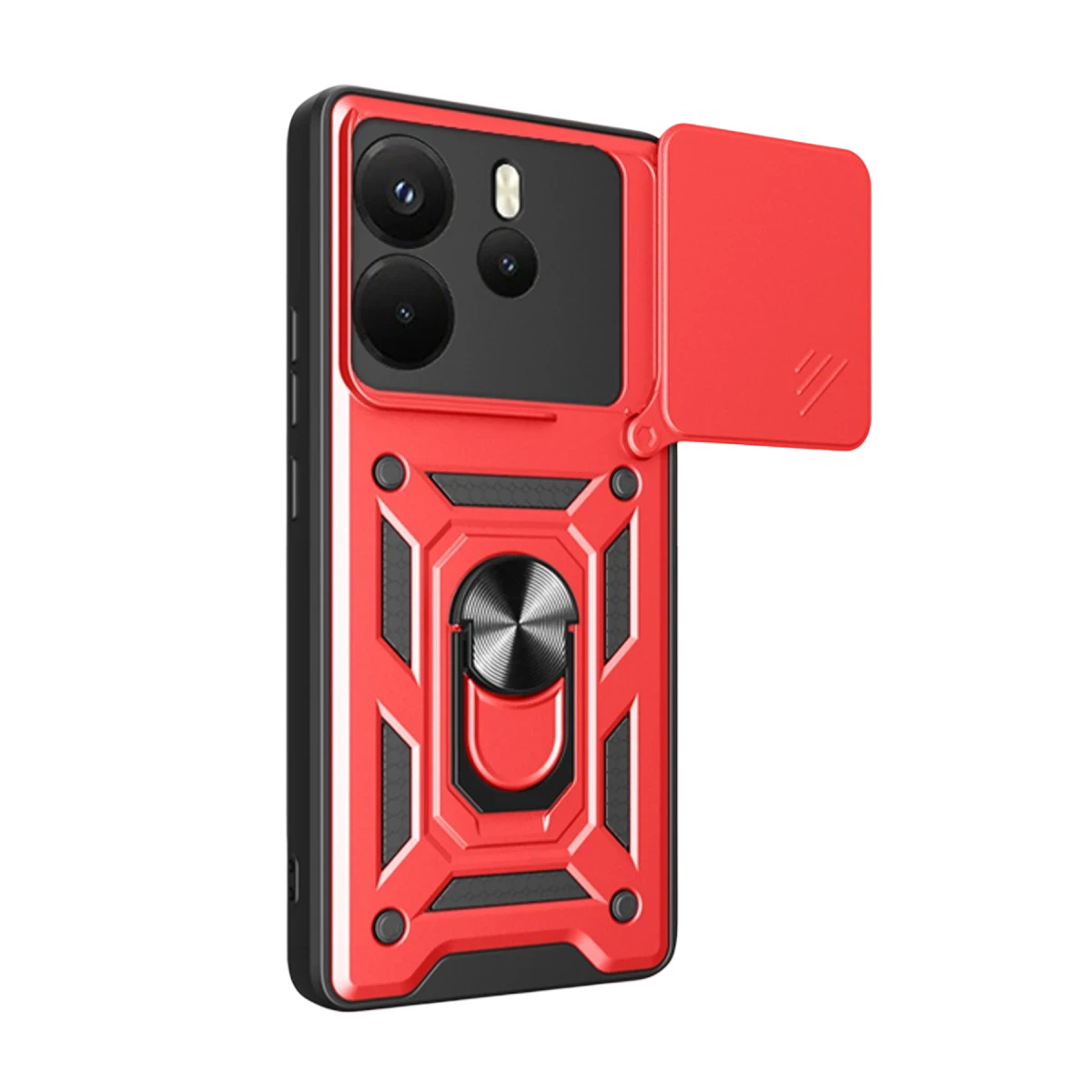 Xiaomi Redmi Note 14 4G Pars Lens Yüzüklü Silikon - Kırmızı