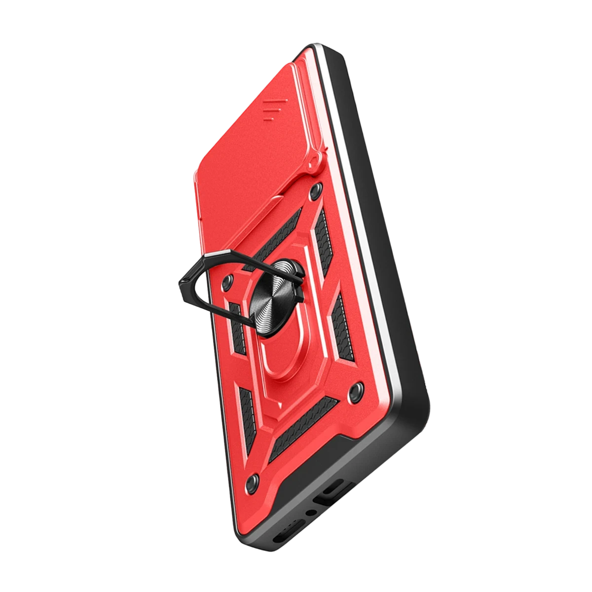 Xiaomi Redmi Note 14 4G Pars Lens Yüzüklü Silikon - Kırmızı