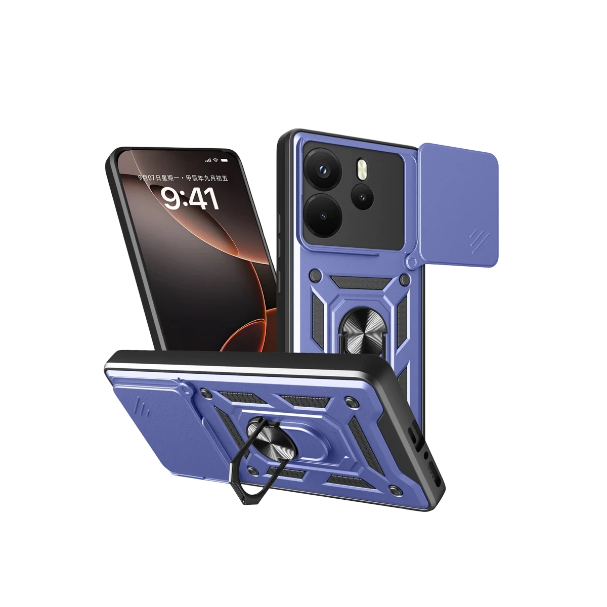 Xiaomi Redmi Note 14 4G Pars Lens Yüzüklü Silikon - Lacivert