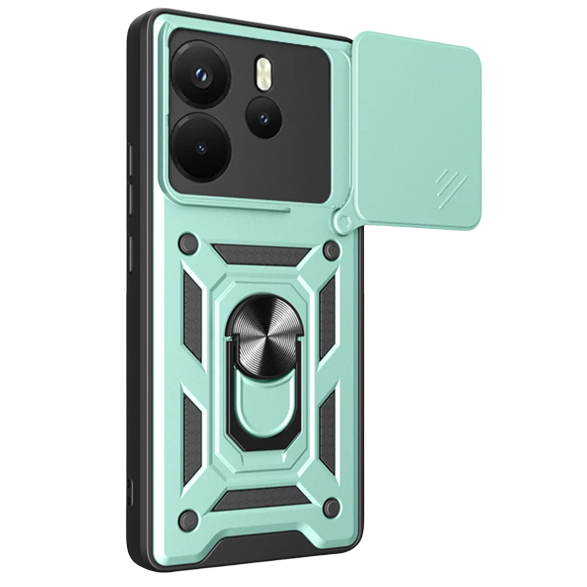 Xiaomi Redmi Note 14 4G Pars Lens Yüzüklü Silikon - Yeşil