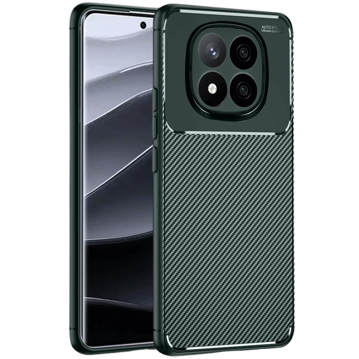 Xiaomi Redmi Note 14 Pro 4G Kılıf Auto Focus Karbon Kapak - Koyu Yeşil