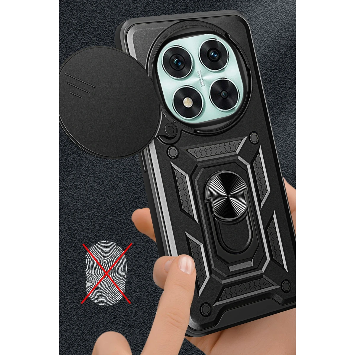 Xiaomi Redmi Note 14 Pro 4G Kılıf Pars Lens Yüzüklü Silikon - Lacivert