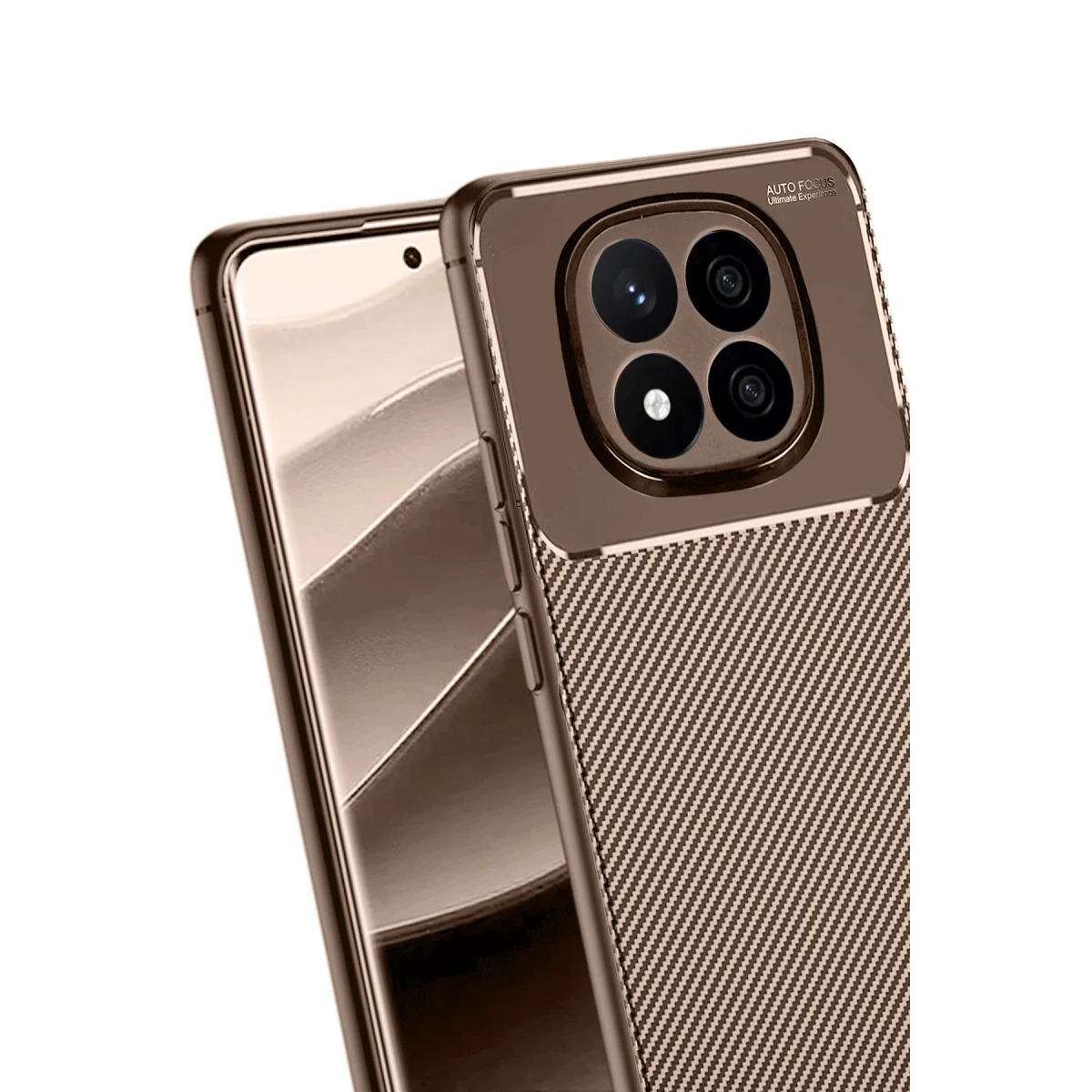 Xiaomi Redmi Note 14 Pro 5G Kılıf Auto Focus Karbon Kapak - Kahverengi