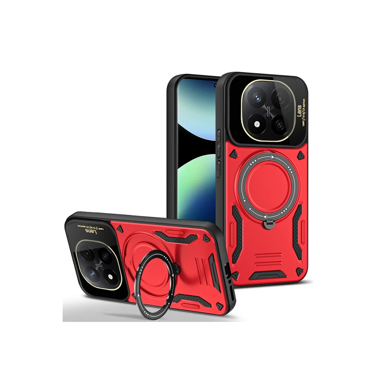 Xiaomi Redmi Note 14 Pro 5G Kılıf Joy Lens Standlı Kapak - Kırmızı