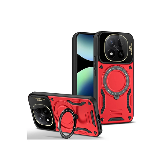 Xiaomi Redmi Note 14 Pro 5G Kılıf Joy Lens Standlı Kapak - Kırmızı