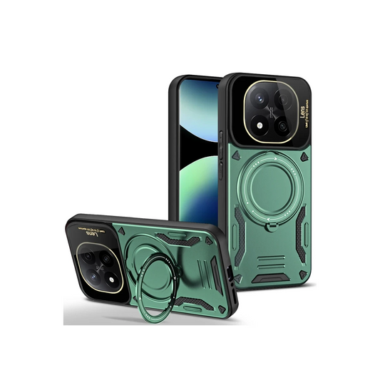 Xiaomi Redmi Note 14 Pro 5G Kılıf Joy Lens Standlı Kapak - Koyu Yeşil