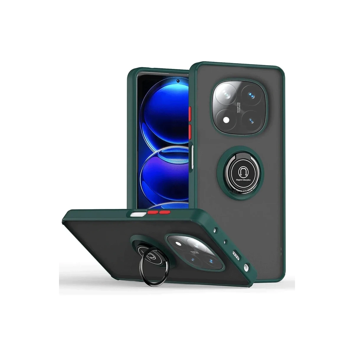 Xiaomi Redmi Note 14 Pro 5G Kılıf Montreal Yüzüklü Silikon Kapak - Yeşil