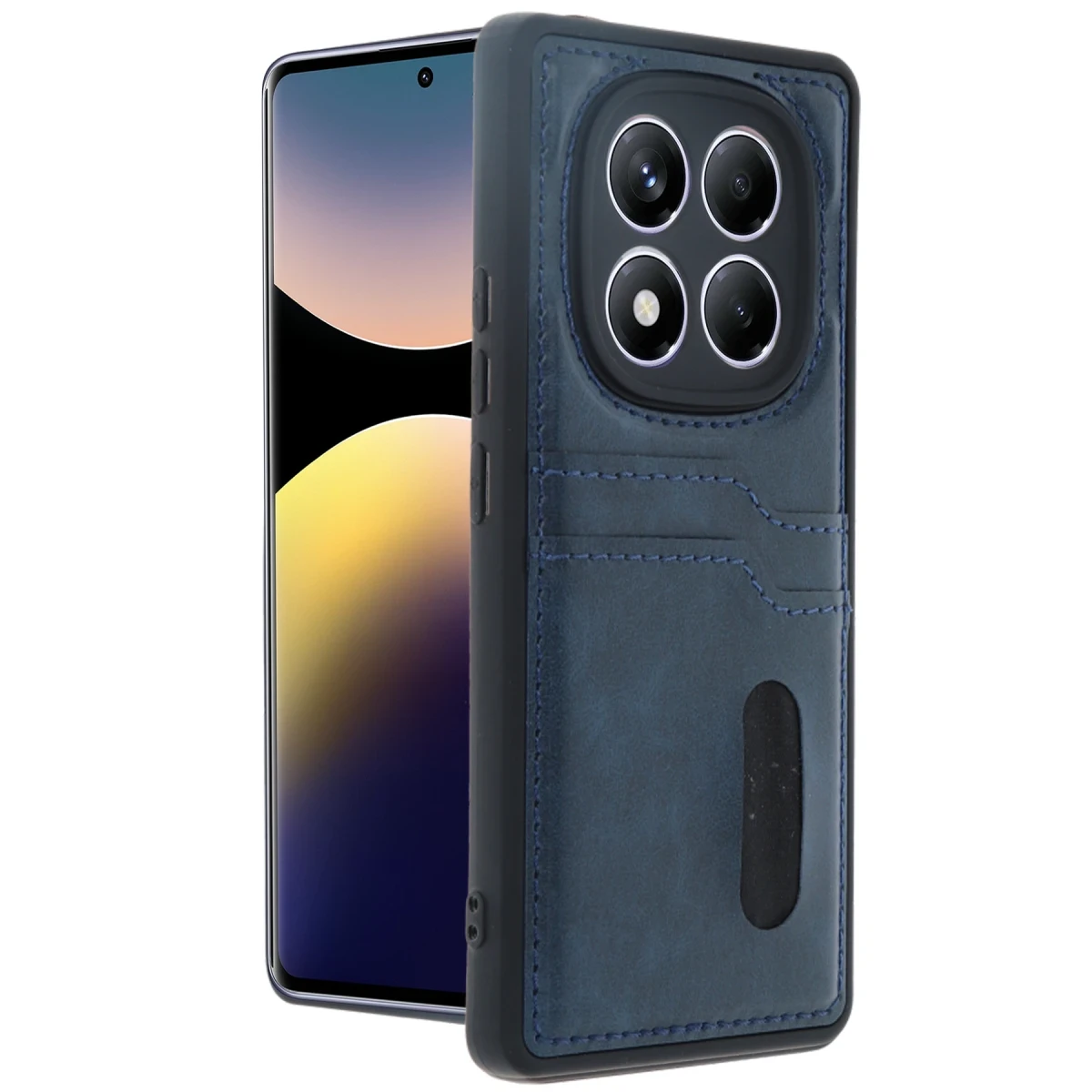 Xiaomi Redmi Note 14 Pro 5G Kılıf Sara Kartvizitli Deri Kılıf - Lacivert