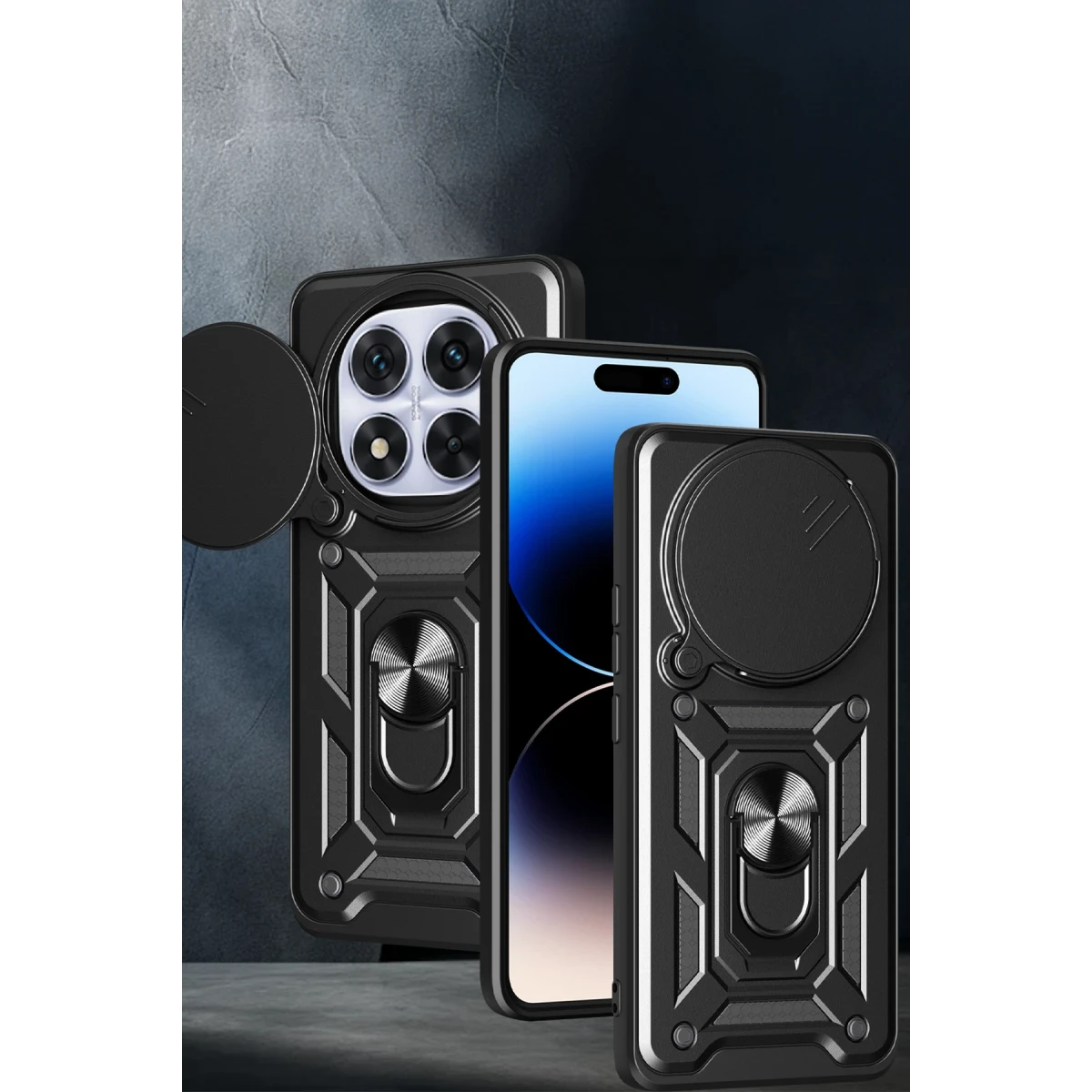 Xiaomi Redmi Note 14 Pro Plus Kılıf Pars Lens Yüzüklü Silikon - Lacivert