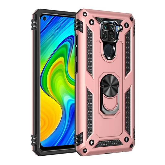 Xiaomi Redmi Note 9 Kılıf Sofya Yüzüklü Silikon Kapak - Rose