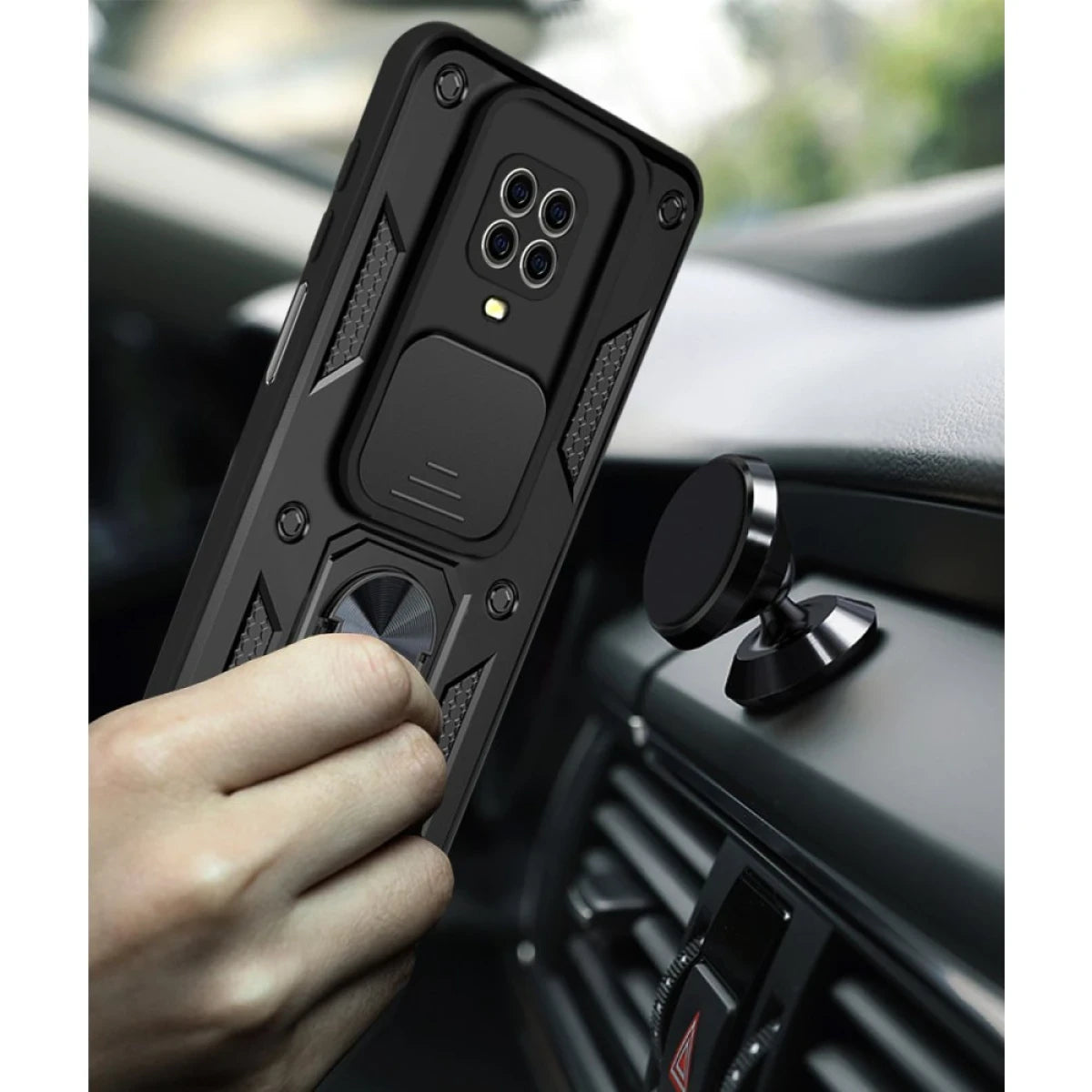 Xiaomi Redmi Note 9 Pro Kılıf Pars Lens Yüzüklü Silikon - Yeşil