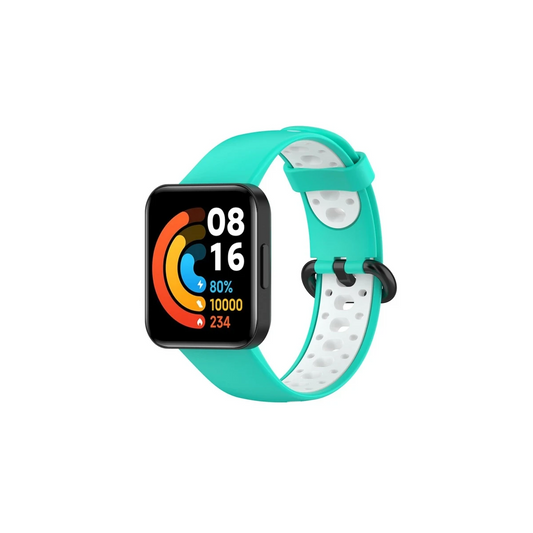 Xiaomi Redmi Watch 2 Spor Delikli Kordon - Turkuaz-Beyaz