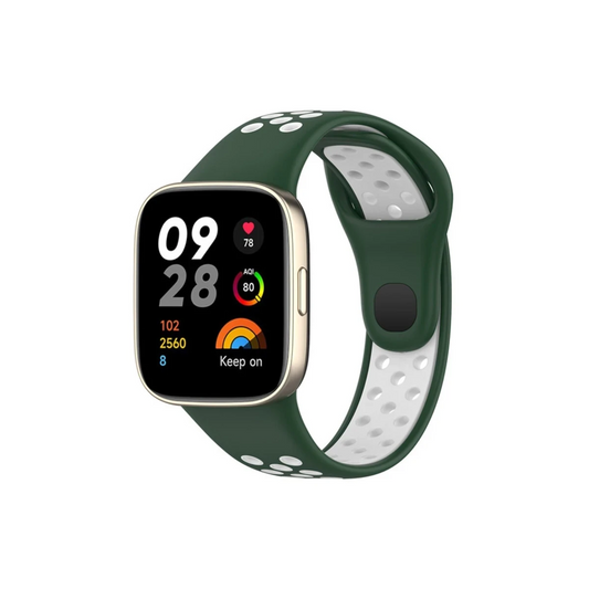 Xiaomi Redmi Watch 3 Spor Delikli Kordon - Haki Yeşil-Beyaz