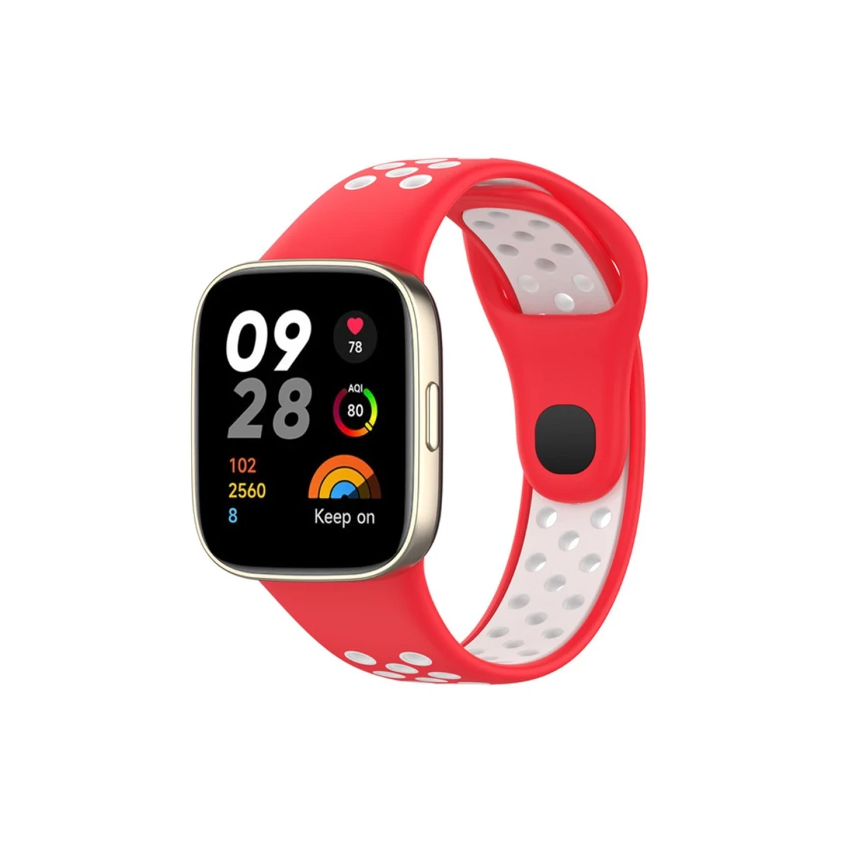 Xiaomi Redmi Watch 3 Spor Delikli Kordon - Kırmızı-Beyaz