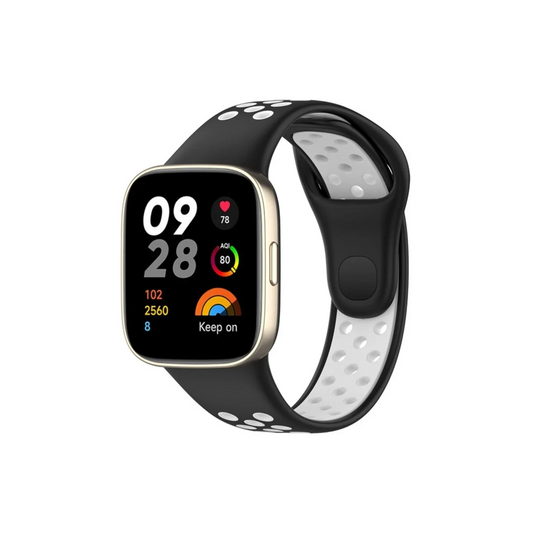 Xiaomi Redmi Watch 3 Spor Delikli Kordon - Siyah-Beyaz