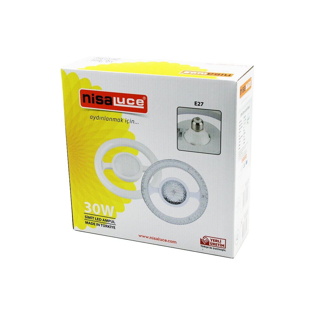 NİSALUCE EAMP-059/KB  MİKA KRİSTAL PLASTİK CAM   SİMİT MODEL  LED AMPUL  30W   E27   BEYAZ=6500K   2700 LUMEN (4887)