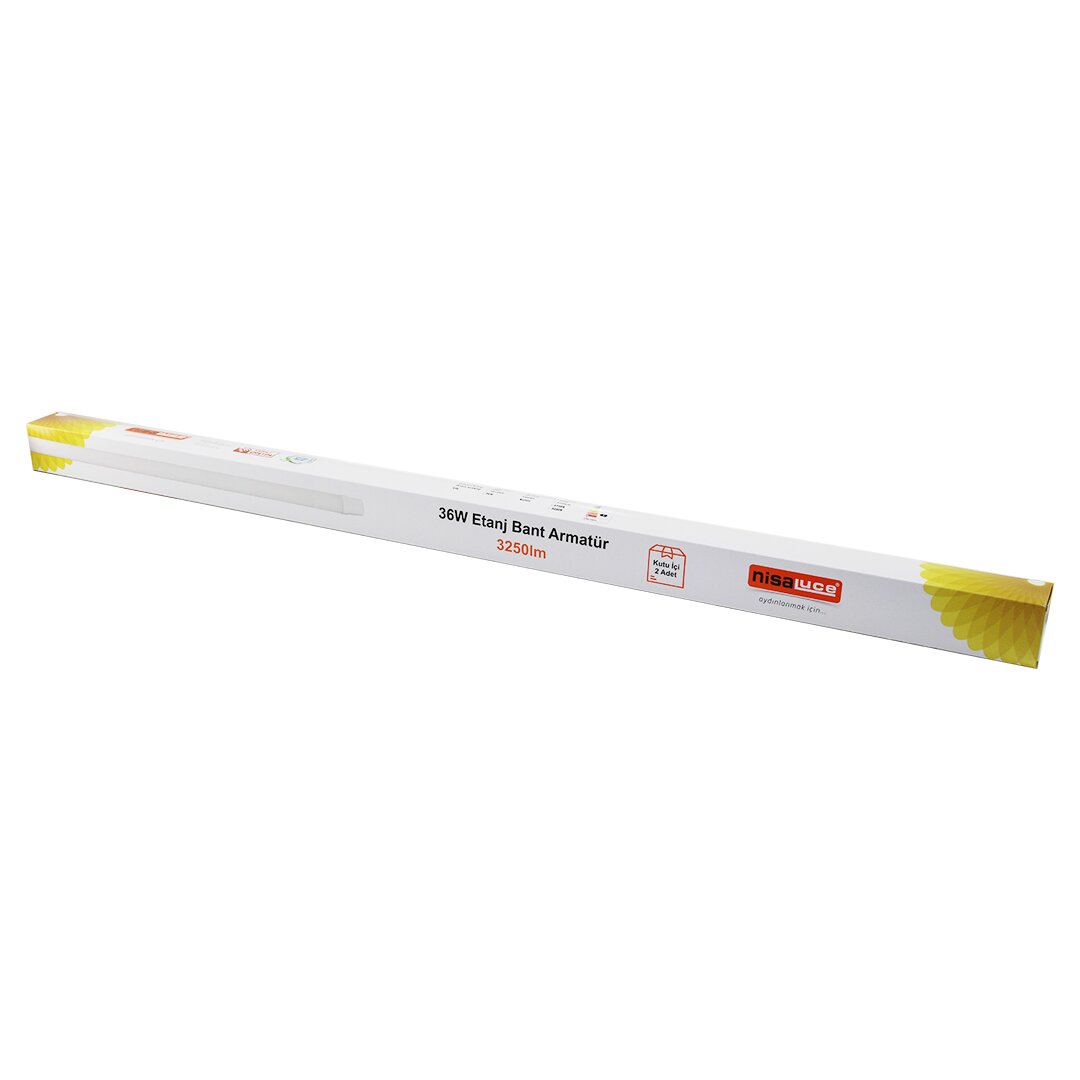 NİSALUCE EAMP-082/1 2PCS 36W - 120CM LED ETANJ BANT ARMATÜR LAMBA AMPUL BEYAZ - 6500K 3250LÜMEN MONTAJ AYAR KANALLI (4887)