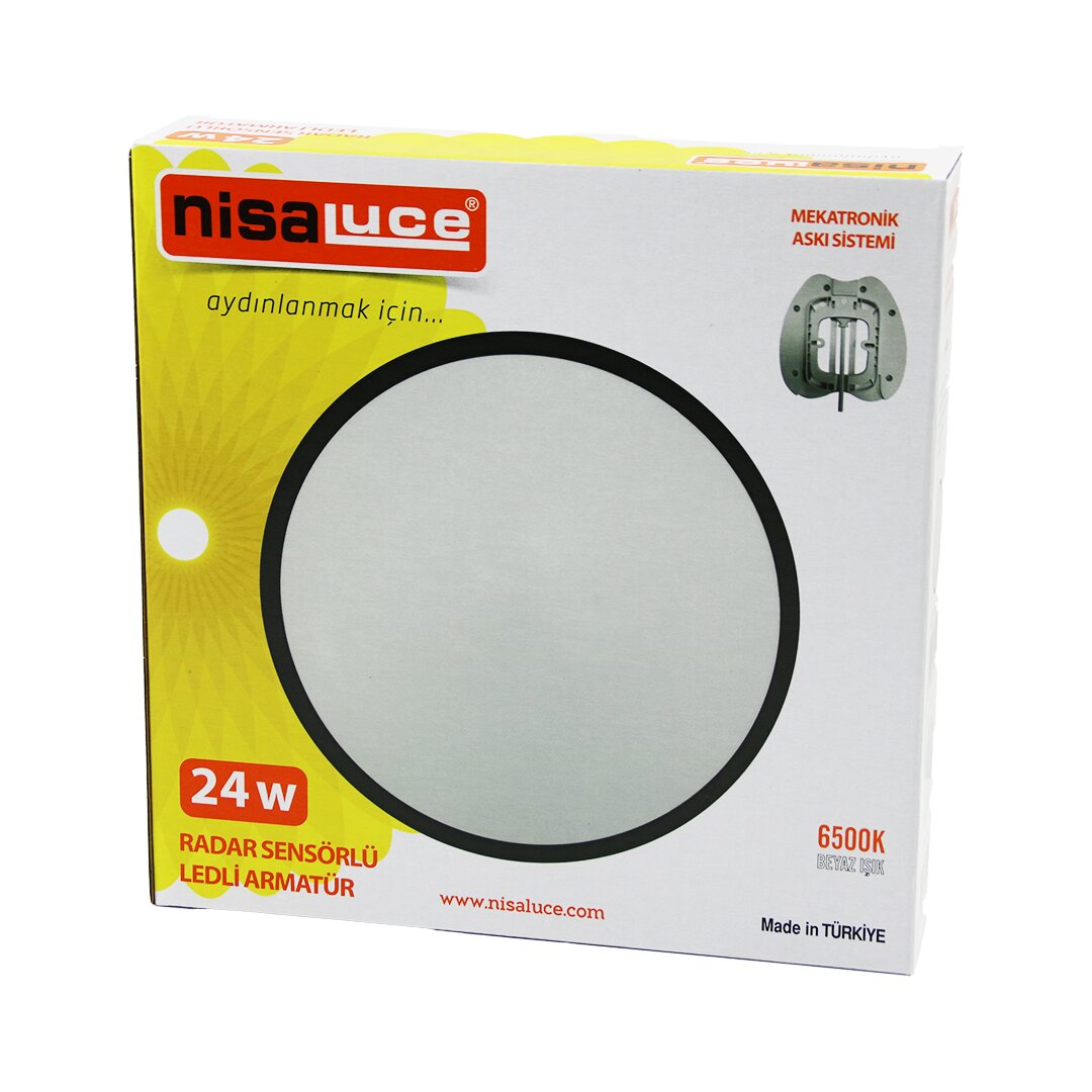 NİSALUCE EAMP-106/B 24W RADAR SENSÖRLÜ LEDLİ ARMATÜR BEYAZ ÇERÇEVE MEKATRONİK ASKI SİSTEMİ 6500K - 2160Lm (4887)