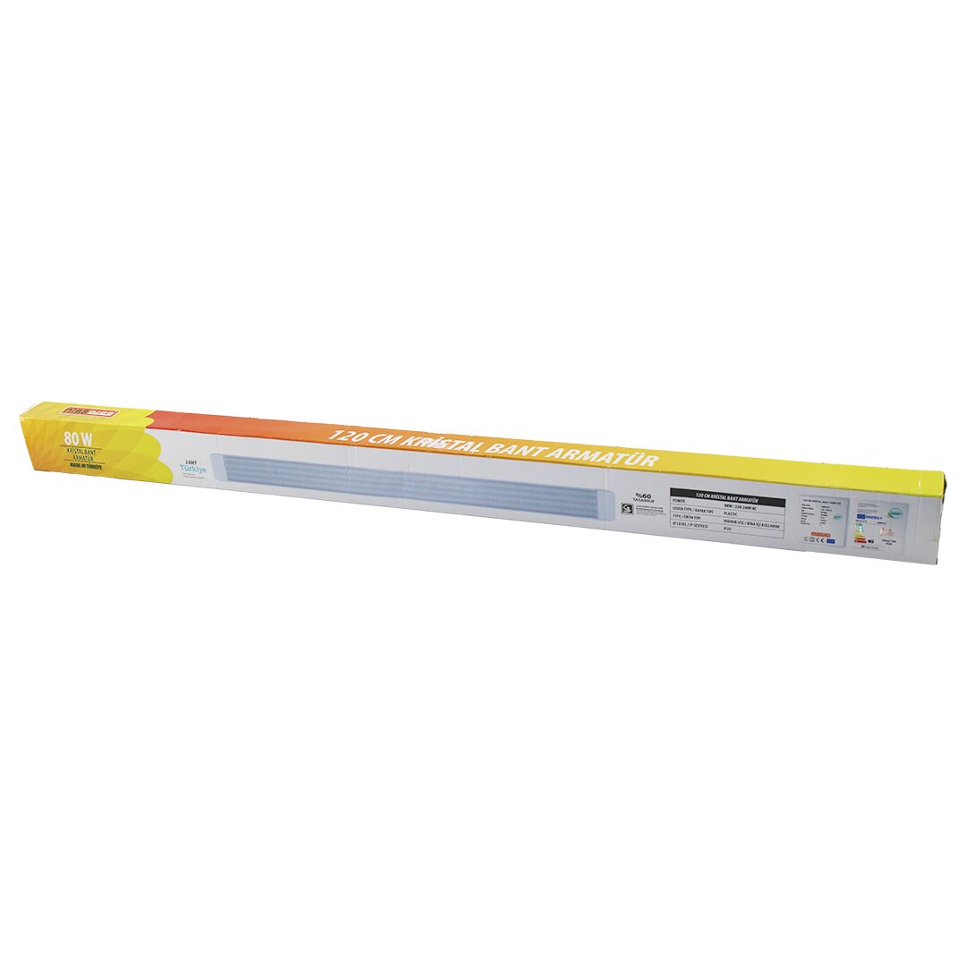 NİSALUCE EAMP-107 2 PCS 80W 120CM KRİSTAL BANT ARMATÜR BEYAZ=6500K ALÜMİNYUM KAPAK IP20 - Y BAĞLANTI (4887)