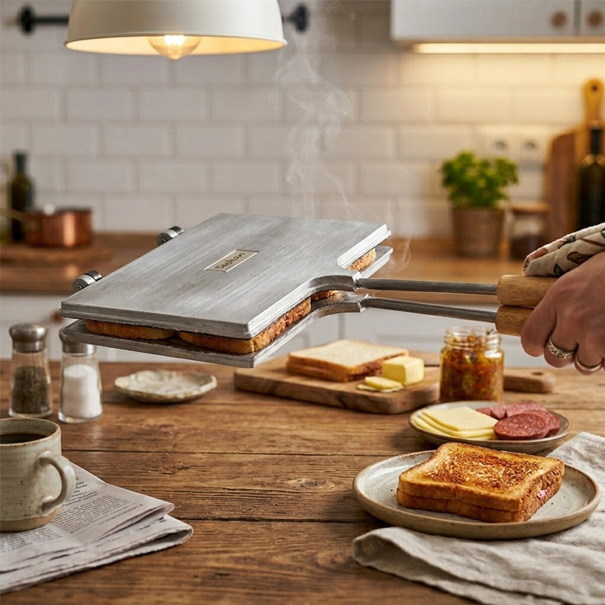 NUR IŞIKLAR İÇİ TEFLON EL TOST MAKİNESİ (4887)