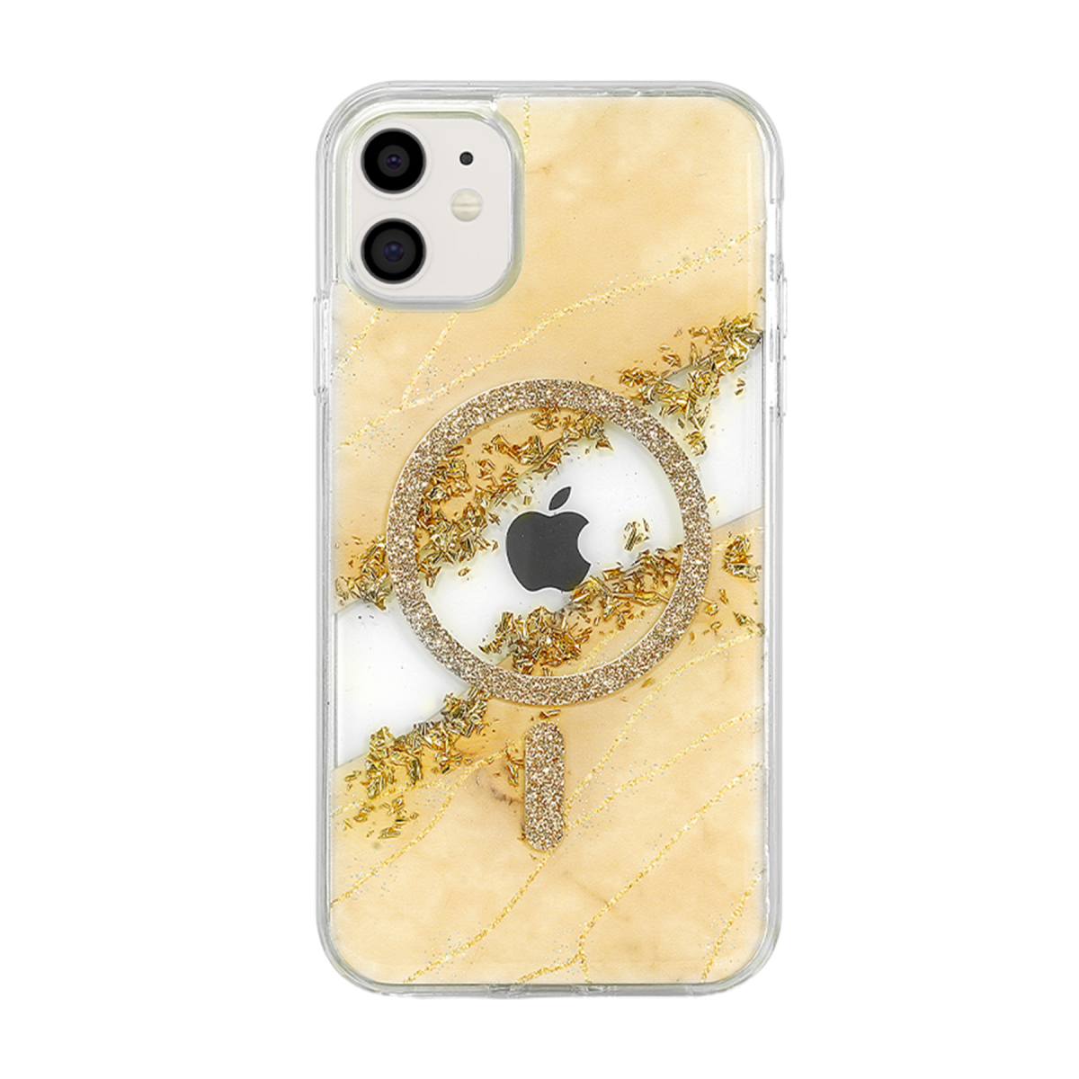 Onegif Apple iPhone 11 Lotus Simli Magsafe Kapak - Gümüş