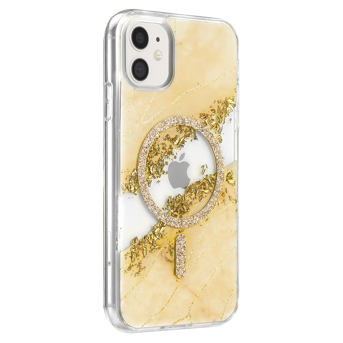Onegif Apple iPhone 11 Lotus Simli Magsafe Kapak - Gümüş