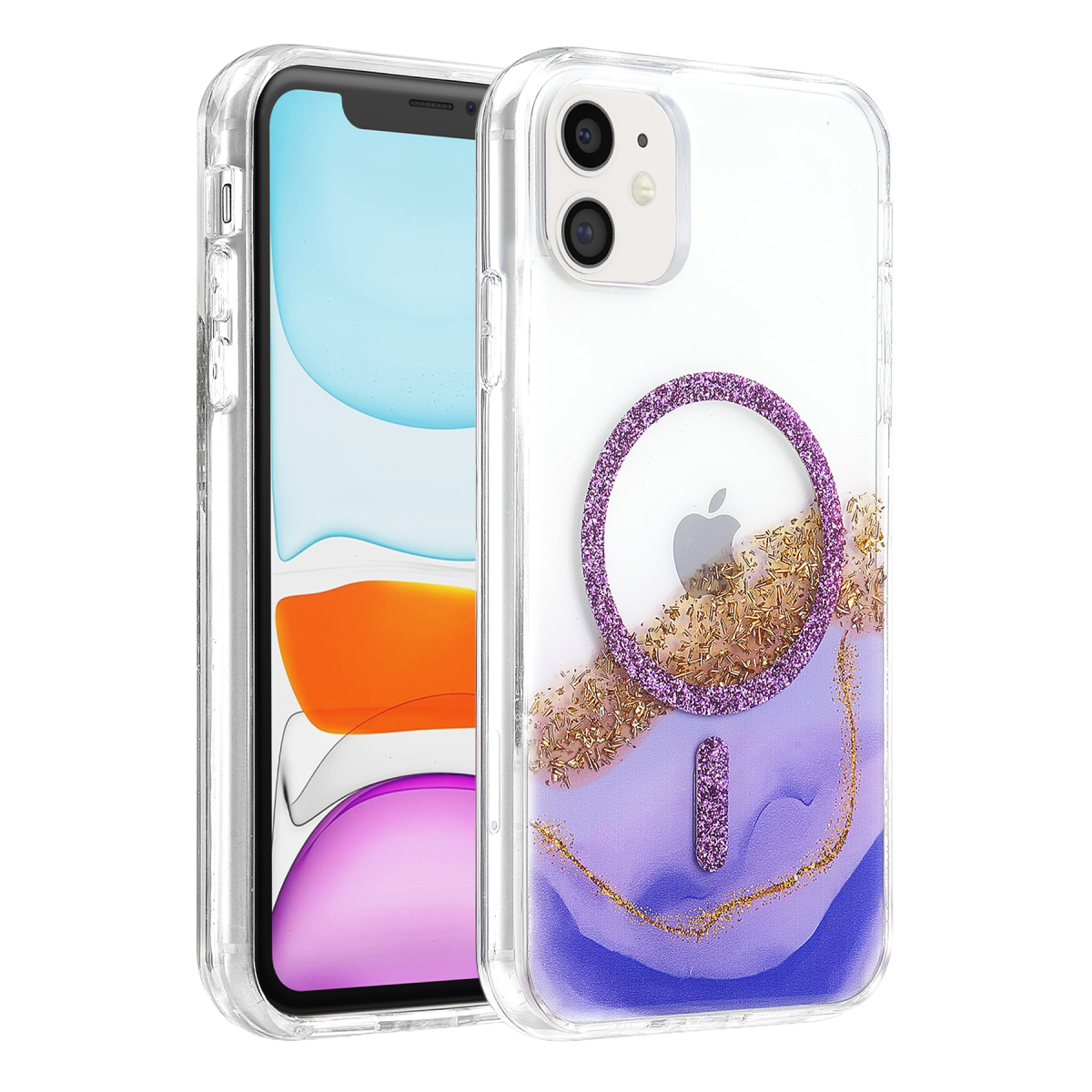 Onegif Apple iPhone 11 Lotus Simli Magsafe Kapak - Mor