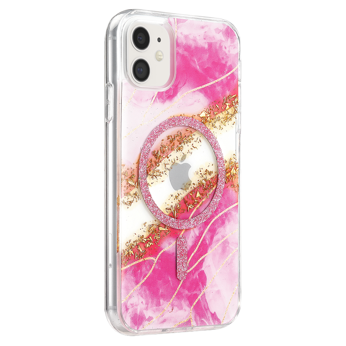 Onegif Apple iPhone 11 Lotus Simli Magsafe Kapak - Pembe