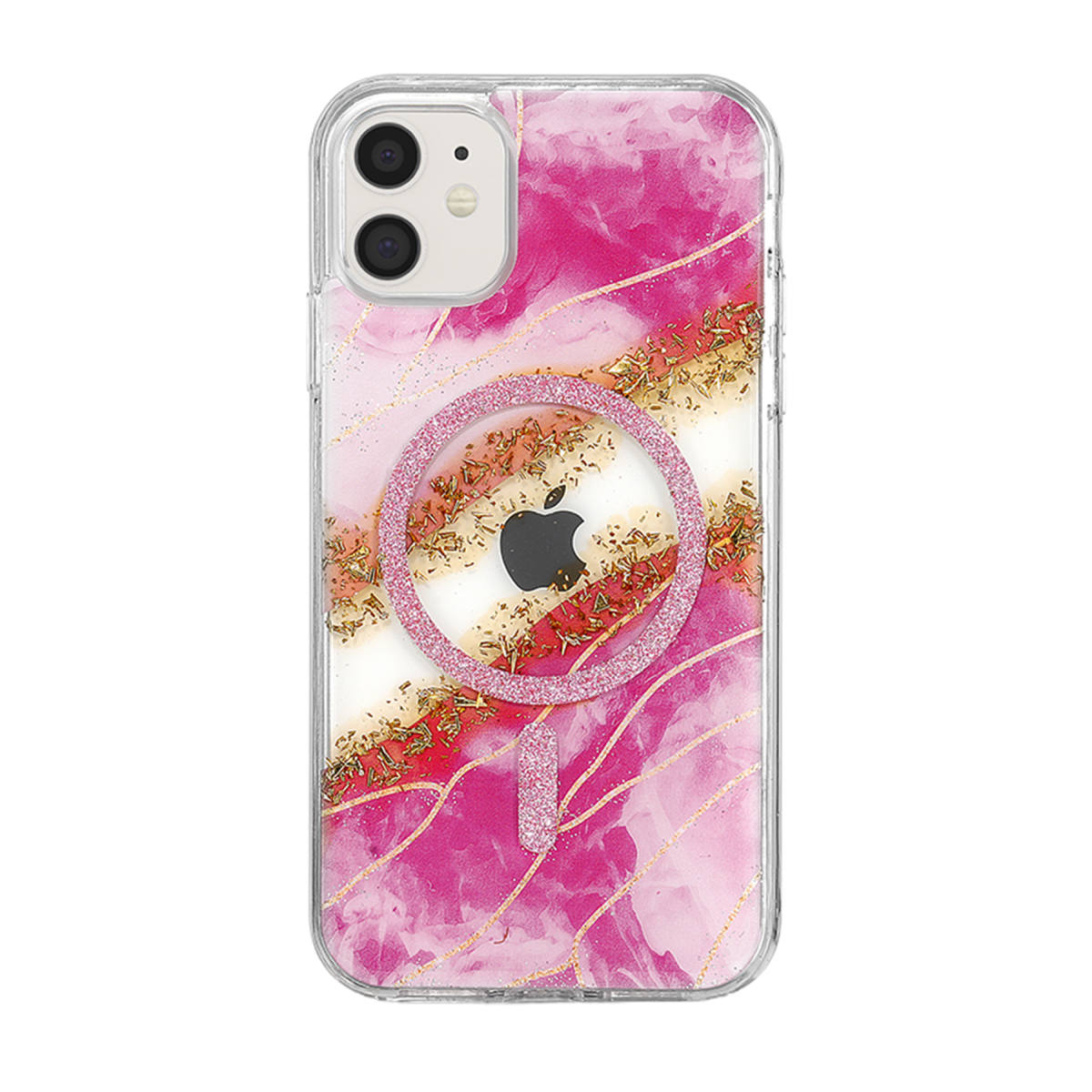 Onegif Apple iPhone 11 Lotus Simli Magsafe Kapak - Pembe