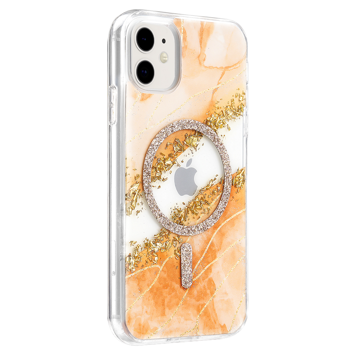 Onegif Apple iPhone 11 Lotus Simli Magsafe Kapak - Turuncu