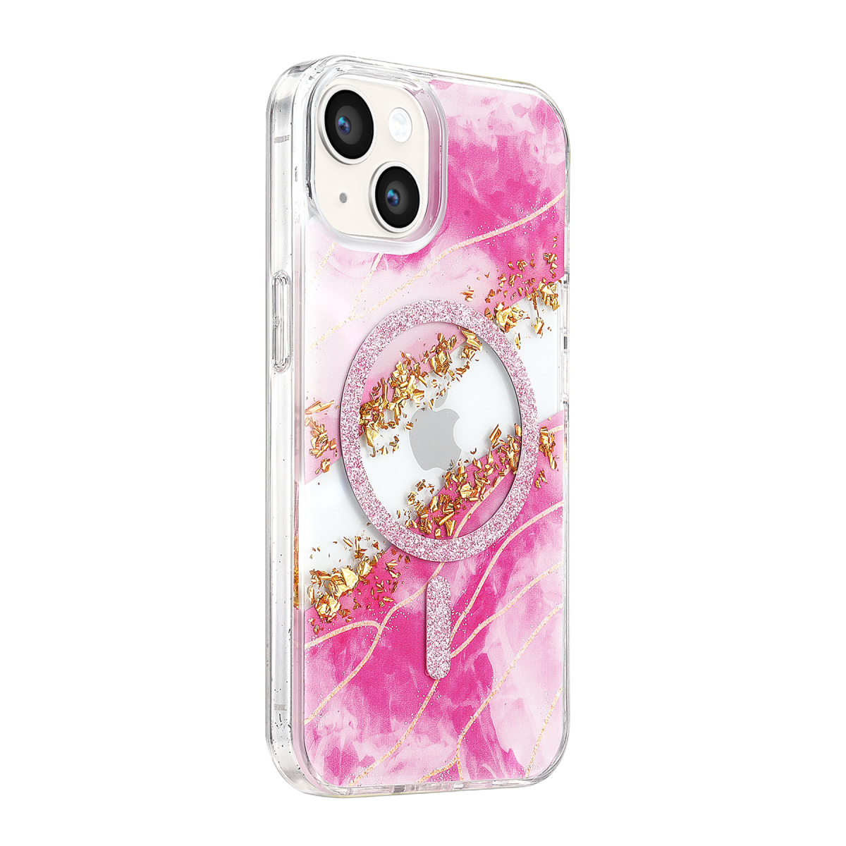 Onegif Apple iPhone 14 Lotus Simli Magsafe Kapak - Pembe