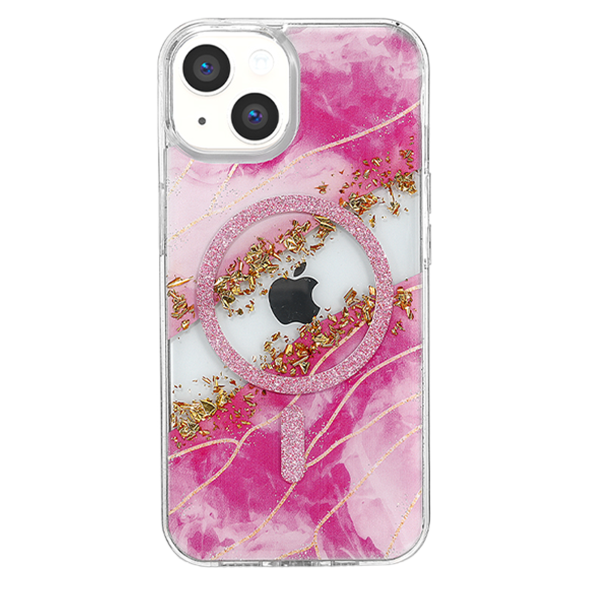 Onegif Apple iPhone 14 Lotus Simli Magsafe Kapak - Pembe