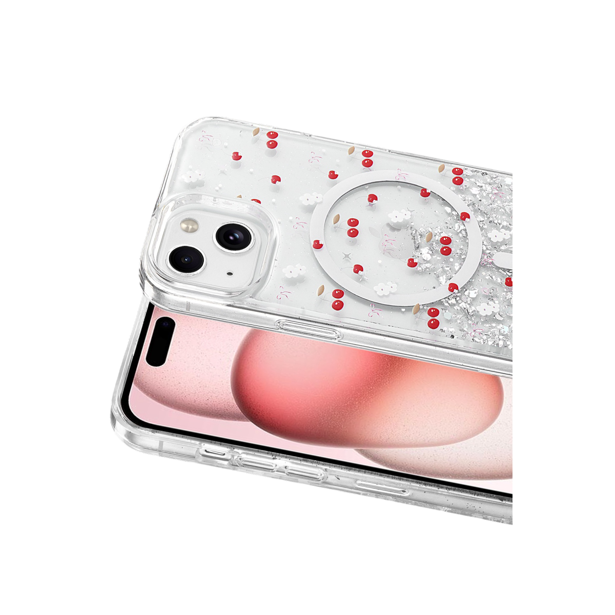 Onegif Apple iPhone 14 Misk Simli Magsafe Kapak - Desen 5